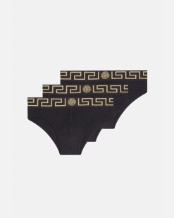 Slips | Versace Lot De Trois Slips A Bordure Greca