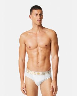 Slips | Versace Lot De Deux Slips A Bordure Greca