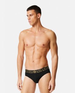 Slips | Versace Lot De Deux Slips A Bordure Greca