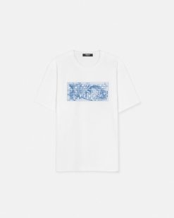 T-Shirts Et Polos | Versace T-Shirt Brode Contrasto Logo