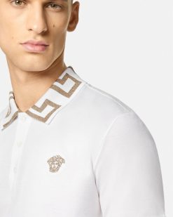 T-Shirts Et Polos | Versace Polo A Manches Courtes Greca