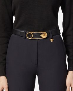 Ceintures | Versace Ceinture En Cuir Safety Pin