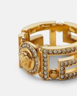 Bagues | Versace Bague Medusa Greca Avec Cristaux