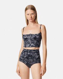 Soutiens-Gorge Et Slips | Versace Slip De Bain Taille Haute Barocco