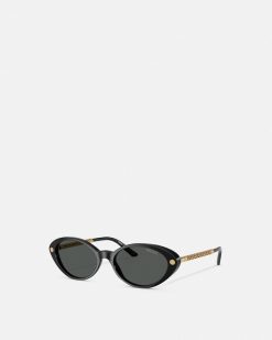 Lunettes De Soleil | Versace Lunettes De Soleil Ovales Tubular Greca