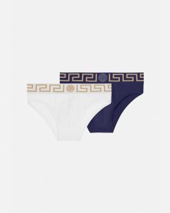 Slips | Versace Lot De Deux Slips A Bordure Greca