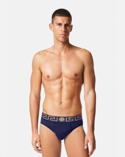 Slips | Versace Lot De Deux Slips A Bordure Greca