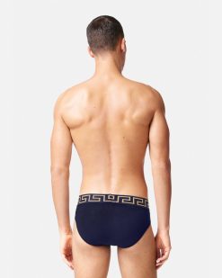 Slips | Versace Lot De Deux Slips A Bordure Greca