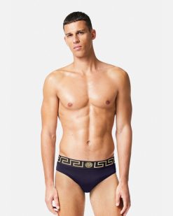 Maillots De Bain | Versace Slip De Bain A Bordure Greca