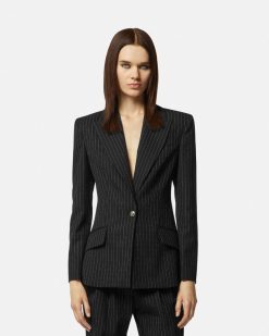 Vetements | Versace Blazer A Rayures Fines Avec Boucle Baroque