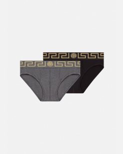 Slips | Versace Lot De Deux Slips A Bordure Greca