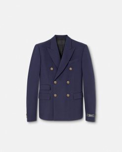 Blazers Et Costumes | Versace Blazer A Boutonnage Croise En Grain De Poudre