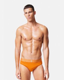 Maillots De Bain | Versace Slip De Bain A Bordure Greca