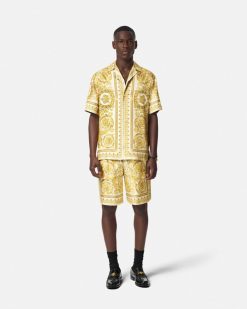 Pantalons Et Shorts | Versace Short En Soie Barocco