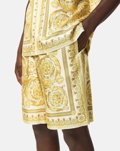 Pantalons Et Shorts | Versace Short En Soie Barocco