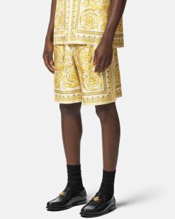 Pantalons Et Shorts | Versace Short En Soie Barocco