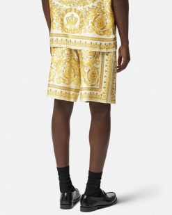 Pantalons Et Shorts | Versace Short En Soie Barocco