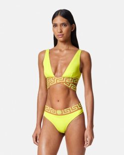 Maillots De Bain | Versace Haut De Bikini Triangle A Bordure Greca