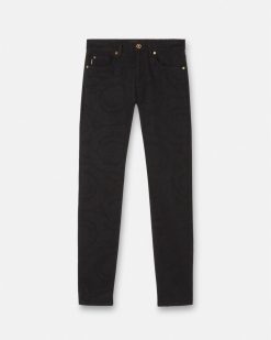 Denim | Versace Jean Coupe Slim Barocco En Jacquard