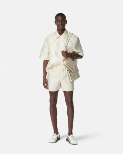 Pantalons Et Shorts | Versace Short En Soie Duchesse Contrasto