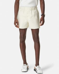 Pantalons Et Shorts | Versace Short En Soie Duchesse Contrasto