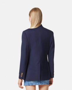 Vestes Et Blazers | Versace Blazer Slim Masculin A Boutonnage Croise