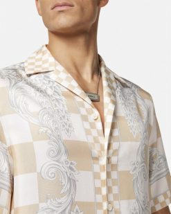 Chemises | Versace Medusa Contrasto Silk Shirt