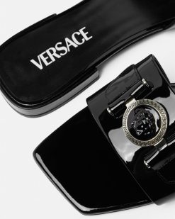 Medusa Buckle | Versace Sandales Plates En Cuir Medusa Buckle