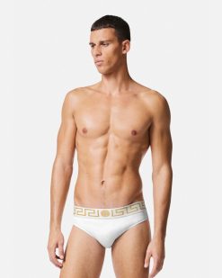 Maillots De Bain | Versace Slip De Bain A Bordure Greca