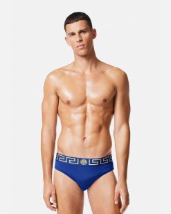 Maillots De Bain | Versace Slip De Bain A Bordure Greca