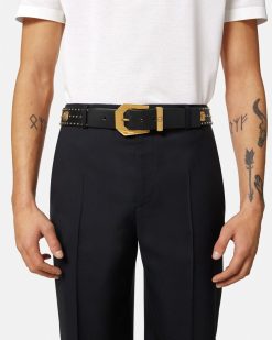 Ceintures | Versace Ceinture Cloutee En Cuir Medusa Heritage