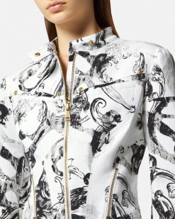 Vetements | Versace Blouson De Motard En Jean Watercolour Couture