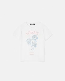 Vetements | Versace T-Shirt Versace Roses Kids Avec Cristaux