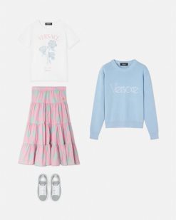 Vetements | Versace T-Shirt Versace Roses Kids Avec Cristaux