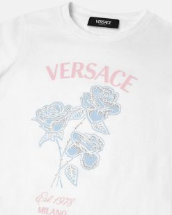 Vetements | Versace T-Shirt Versace Roses Kids Avec Cristaux