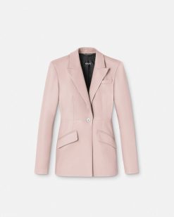 Vestes Et Blazers | Versace Blazer A Boutonnage Droit En Cuir