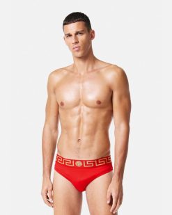 Maillots De Bain | Versace Slip De Bain A Bordure Greca