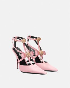 Gianni Ribbon | Versace Gianni Ribbon Escarpins Cage En Satin 110 Mm