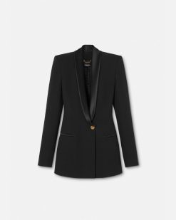 Vestes Et Blazers | Versace Blazer A Boutonnage Droit En Grain De Poudre