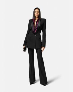 Vestes Et Blazers | Versace Blazer A Boutonnage Droit En Grain De Poudre