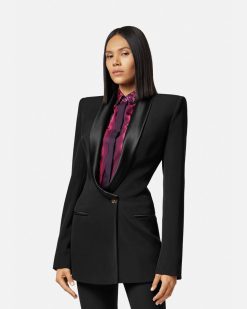 Vestes Et Blazers | Versace Blazer A Boutonnage Droit En Grain De Poudre