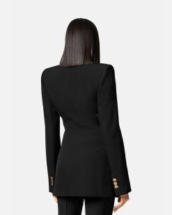 Vestes Et Blazers | Versace Blazer A Boutonnage Droit En Grain De Poudre