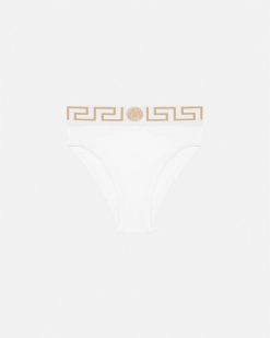 Soutiens-Gorge Et Slips | Versace Slip De Bain Taille Haute A Bordure Greca