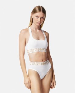 Soutiens-Gorge Et Slips | Versace Slip De Bain Taille Haute A Bordure Greca