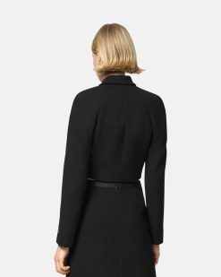 Tailleur | Versace Veste Courte Raglan En Laine Melangee