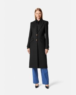 Vetements D'Exterieur Et Manteaux | Versace Manteau Droit A Boutonnage Droit