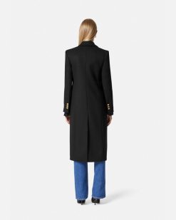 Vetements D'Exterieur Et Manteaux | Versace Manteau Droit A Boutonnage Droit