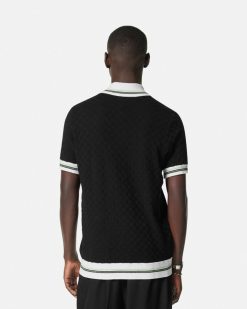 Maille | Versace Polo En Maille Jacquard Contrasto