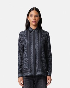 Chemises Et Tops | Versace Chemise Barocco En Soie