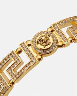 Bracelets | Versace Manchette Medusa Greca Avec Cristaux